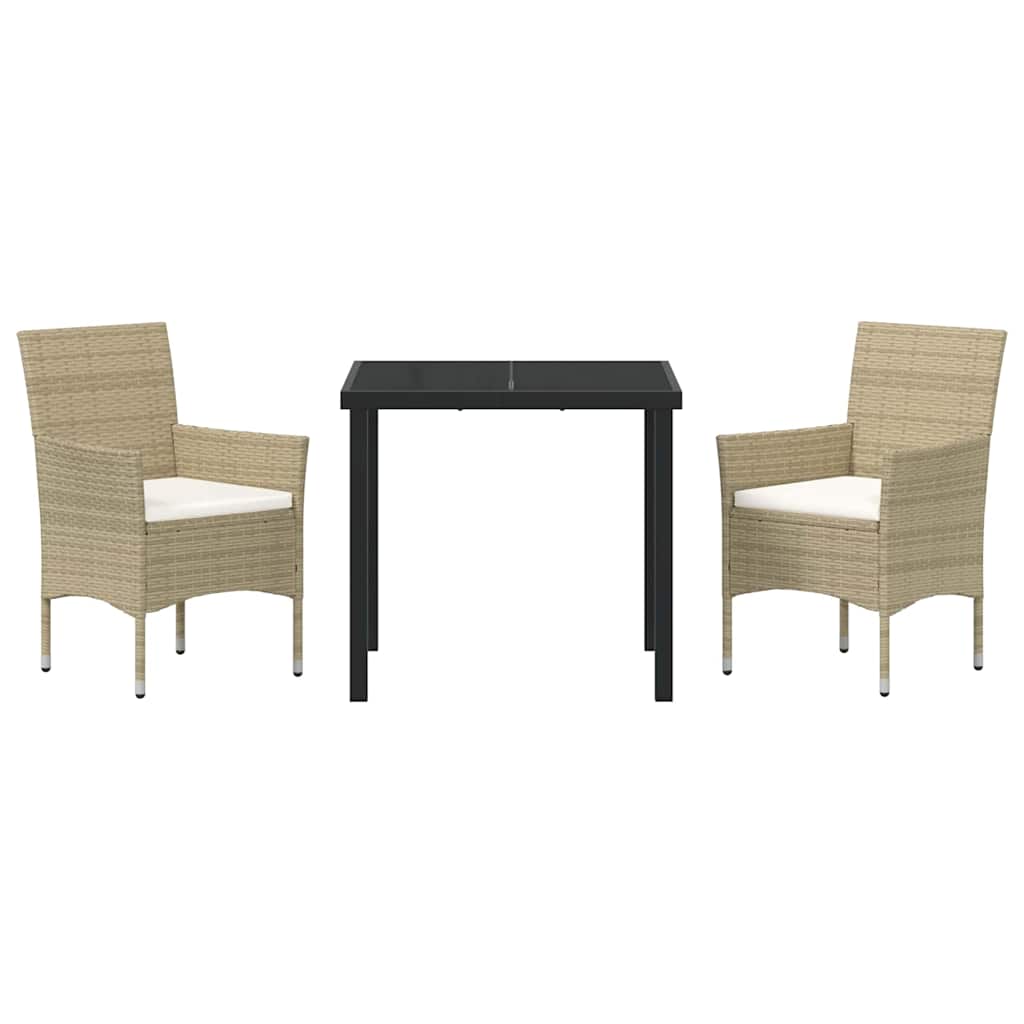 Have Spisebordssæt med pude 3 pcs Beige polyrattan