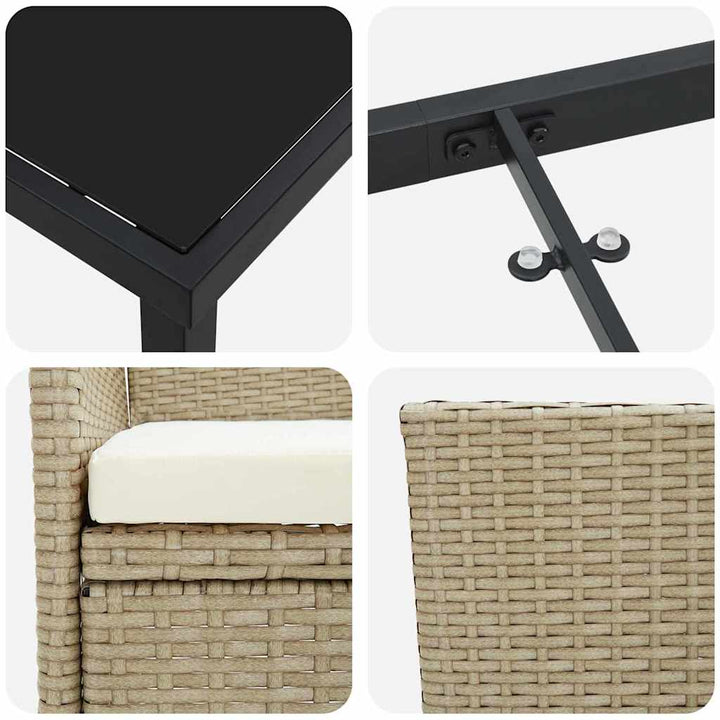 Have Spisebordssæt med pude 5 pcs Beige polyrattan
