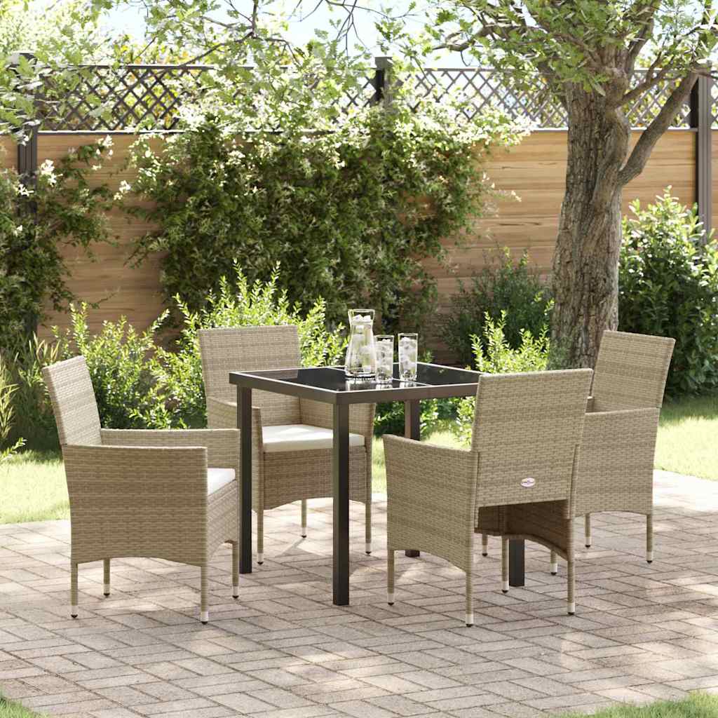 Have Spisebordssæt med pude 5 pcs Beige polyrattan