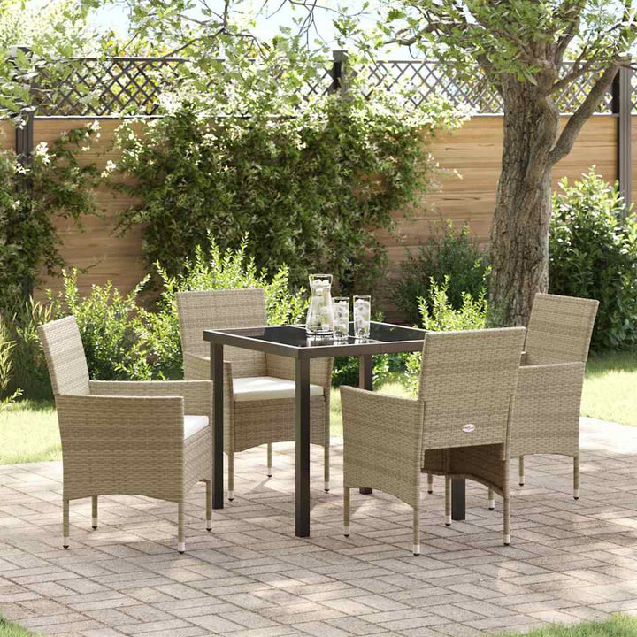 Have Spisebordssæt med pude 5 pcs Beige polyrattan