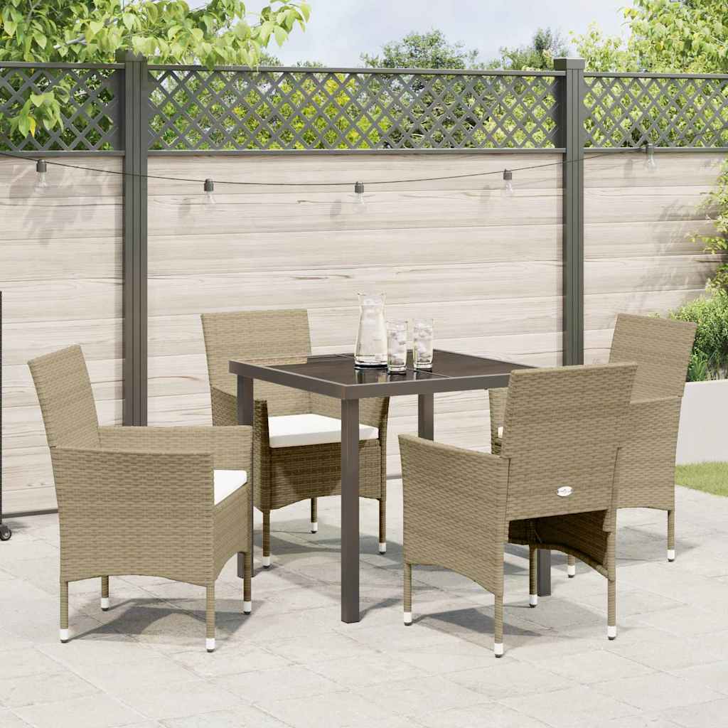 Have Spisebordssæt med pude 5 pcs Beige polyrattan