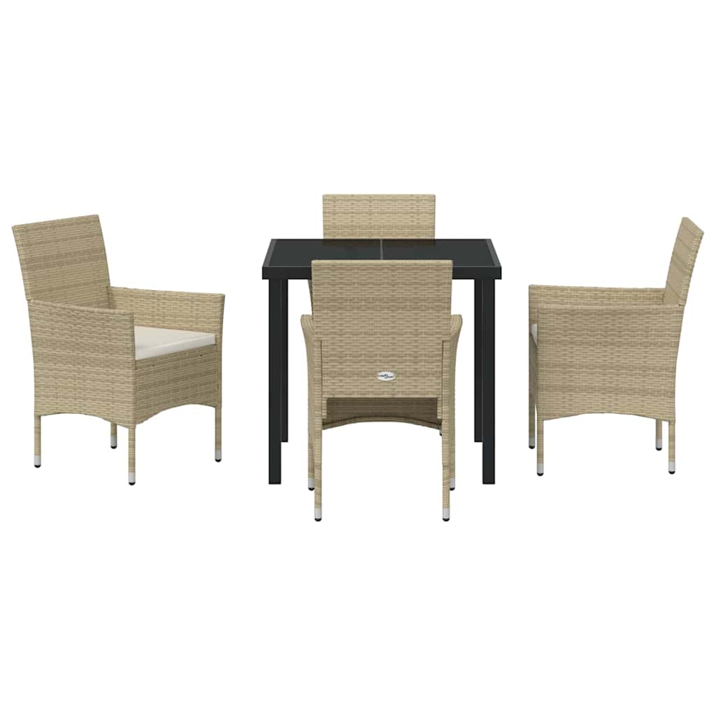 Have Spisebordssæt med pude 5 pcs Beige polyrattan