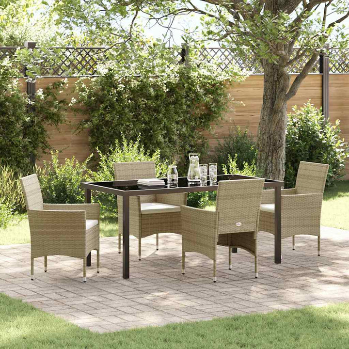 Have Spisebordssæt med pude 5 pcs Beige polyrattan