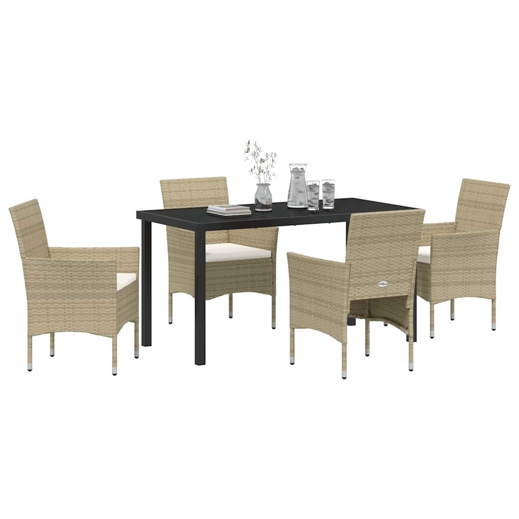 Have Spisebordssæt med pude 5 pcs Beige polyrattan