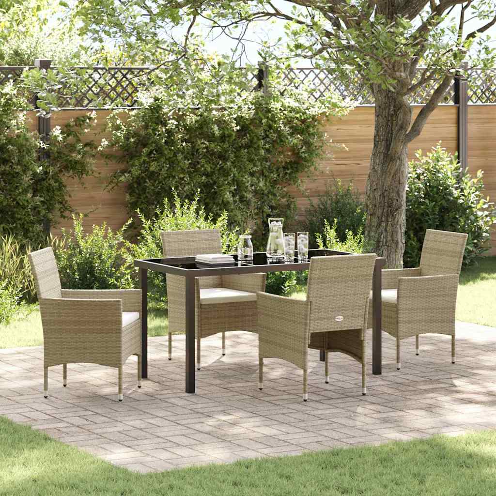 Have Spisebordssæt med pude 5 pcs Beige polyrattan