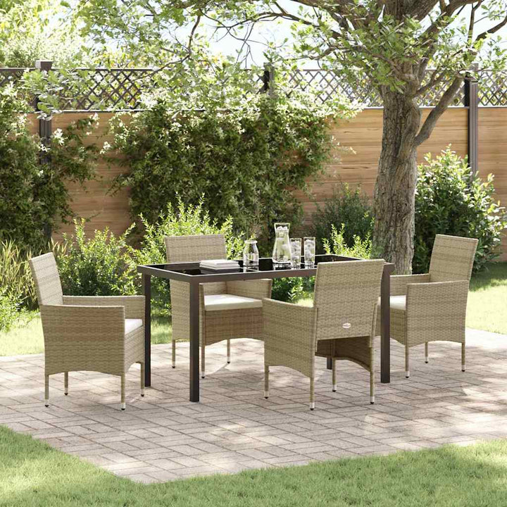 Have Spisebordssæt med pude 5 pcs Beige polyrattan