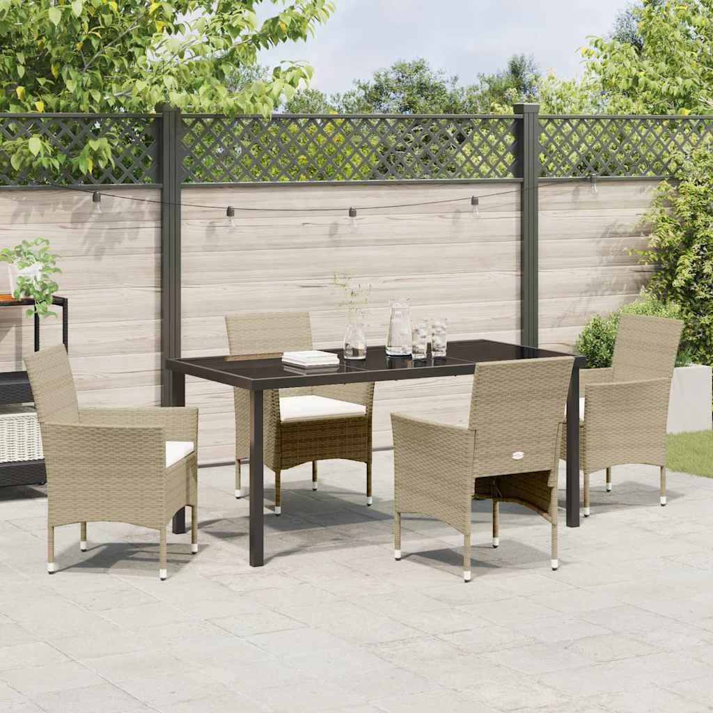Have Spisebordssæt med pude 5 pcs Beige polyrattan