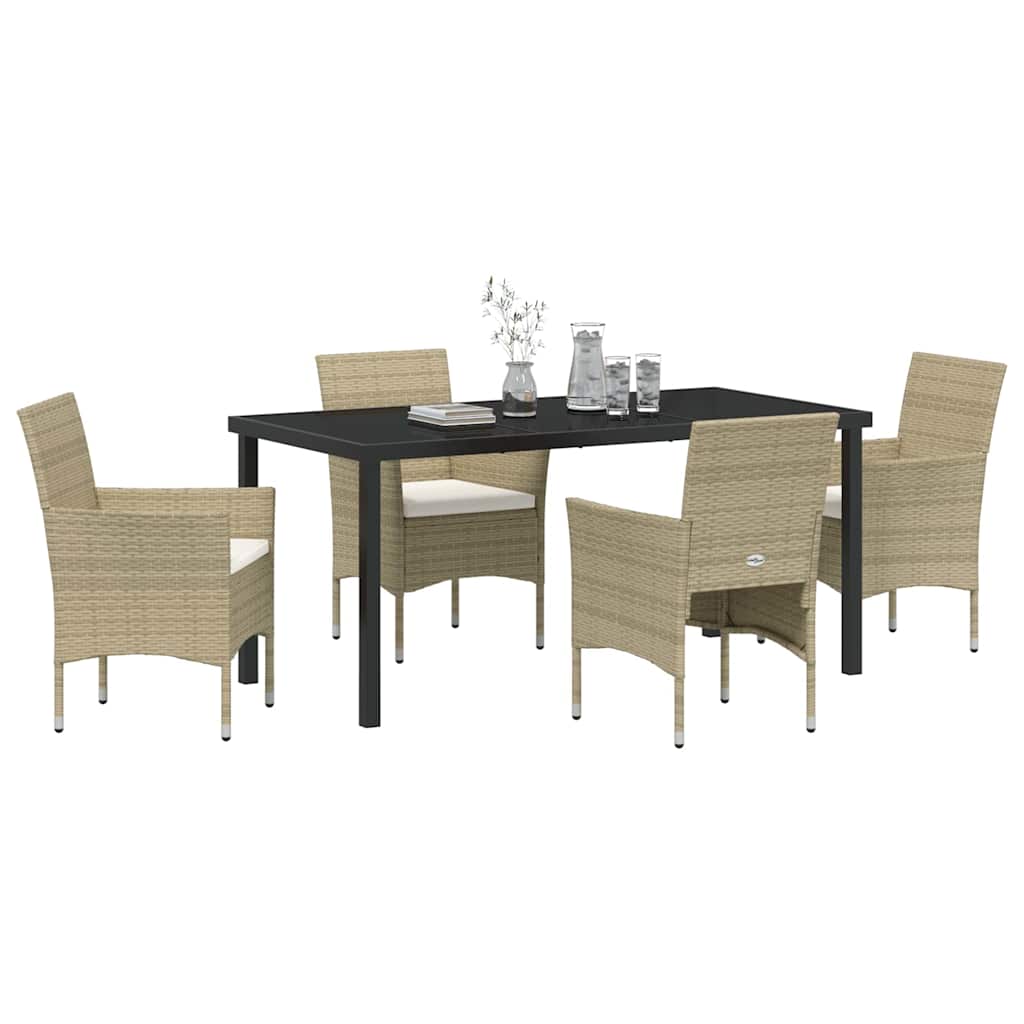 Have Spisebordssæt med pude 5 pcs Beige polyrattan