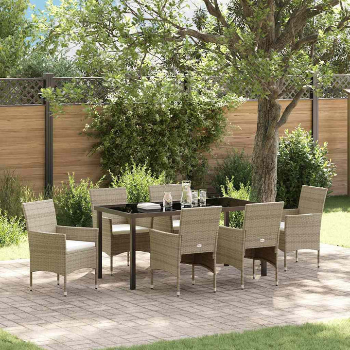 Have Spisebordssæt med pude 7 pcs Beige polyrattan