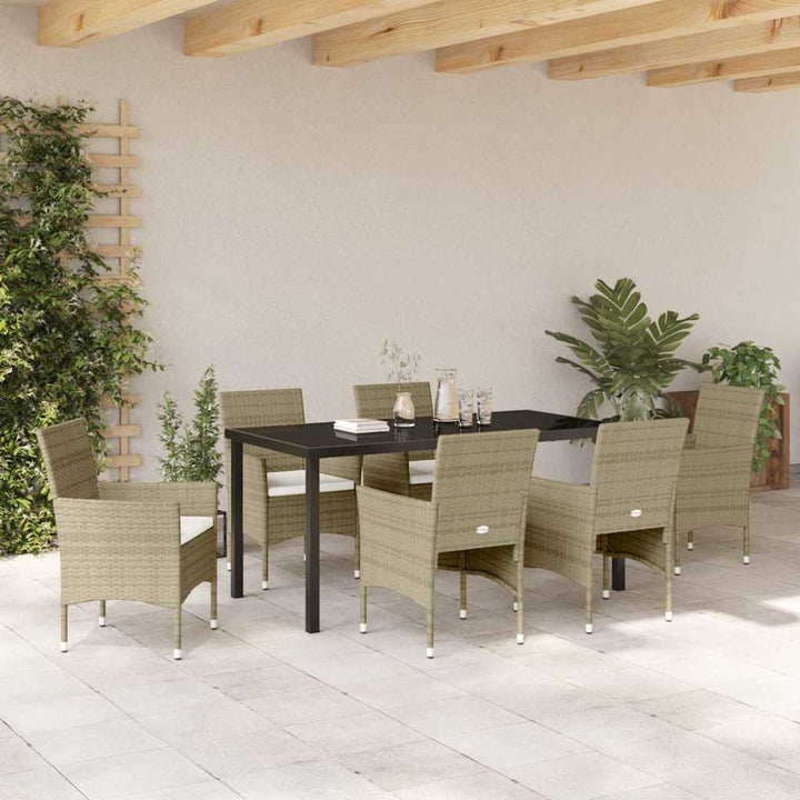 Have Spisebordssæt med pude 7 pcs Beige polyrattan