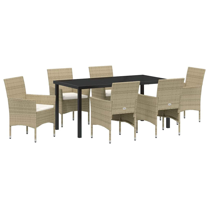Have Spisebordssæt med pude 7 pcs Beige polyrattan