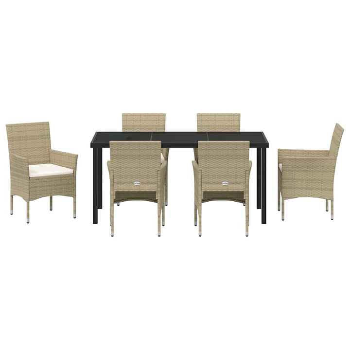 Have Spisebordssæt med pude 7 pcs Beige polyrattan