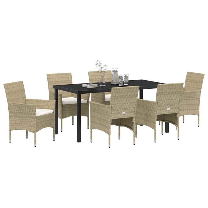 Have Spisebordssæt med pude 7 pcs Beige polyrattan