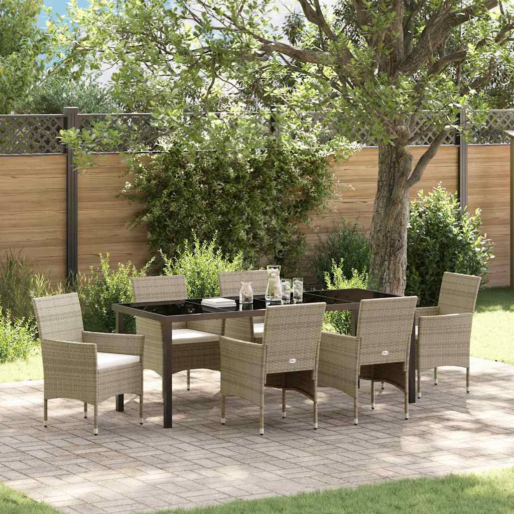 Have Spisebordssæt med pude 7 pcs Beige polyrattan