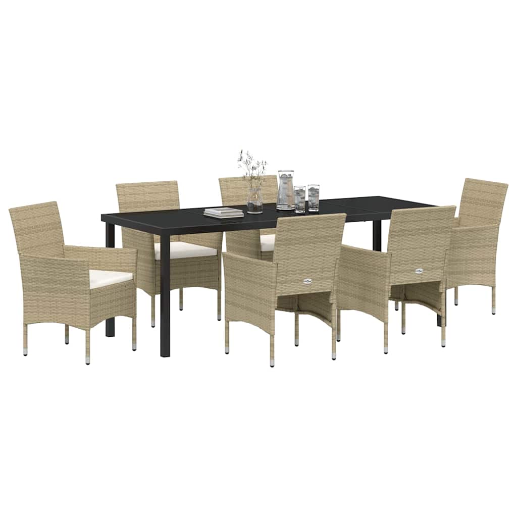 Have Spisebordssæt med pude 7 pcs Beige polyrattan