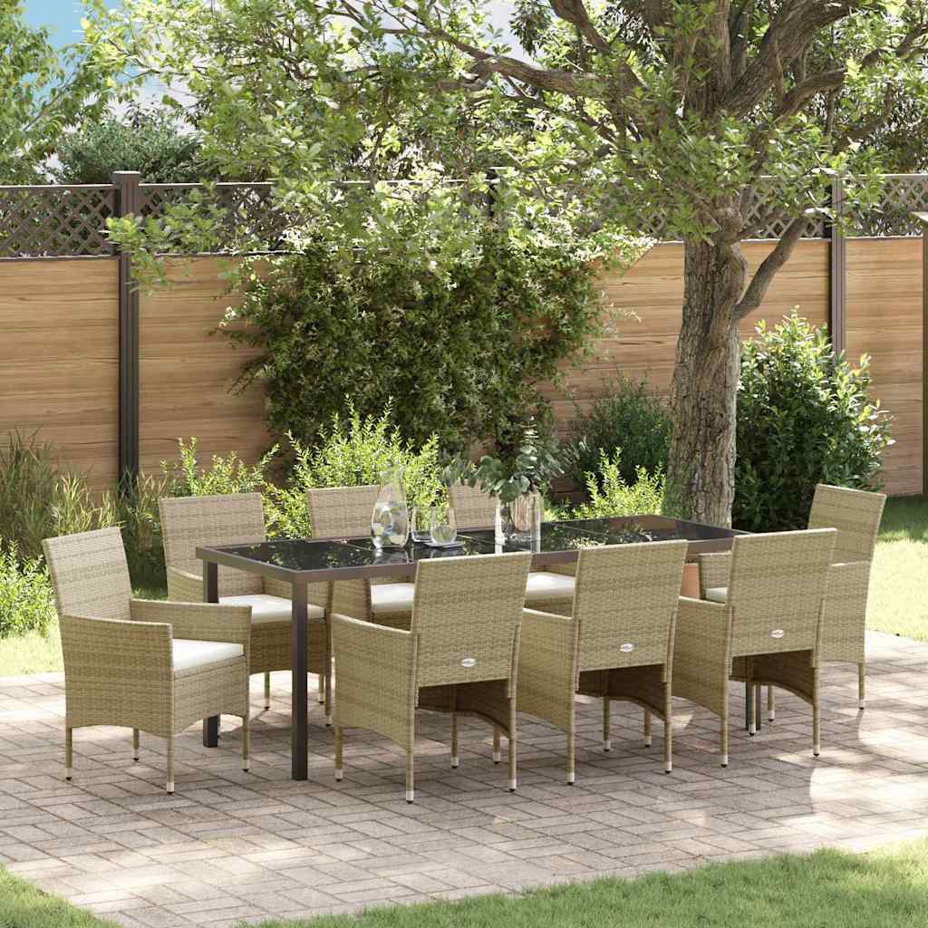 Have Spisebordssæt med pude 9 pcs Beige polyrattan