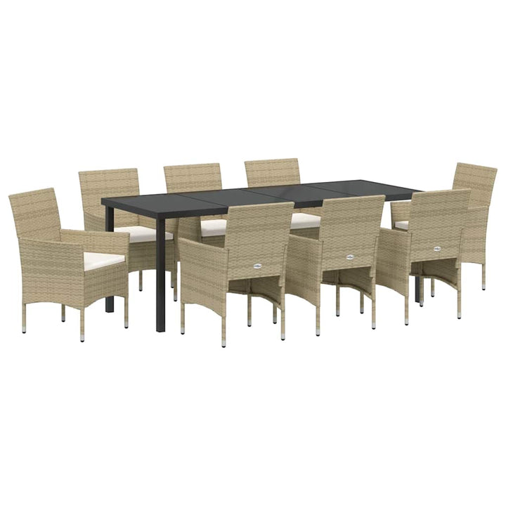 Have Spisebordssæt med pude 9 pcs Beige polyrattan