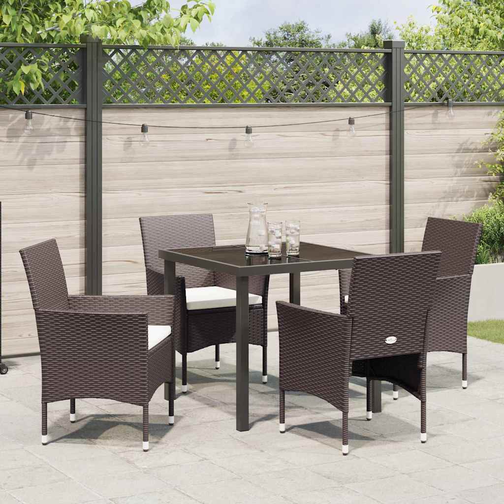 Have Spisebordssæt med pude 5 pcs Brun polyrattan