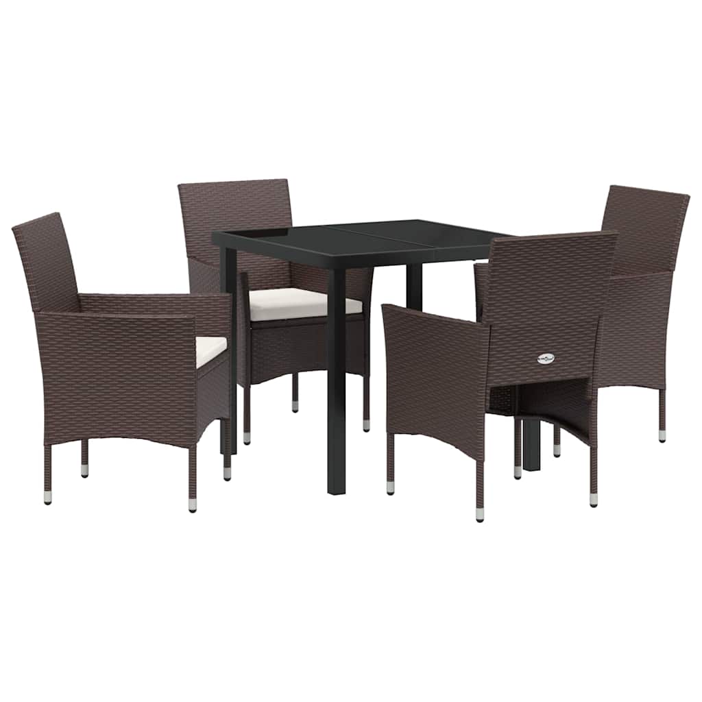 Have Spisebordssæt med pude 5 pcs Brun polyrattan