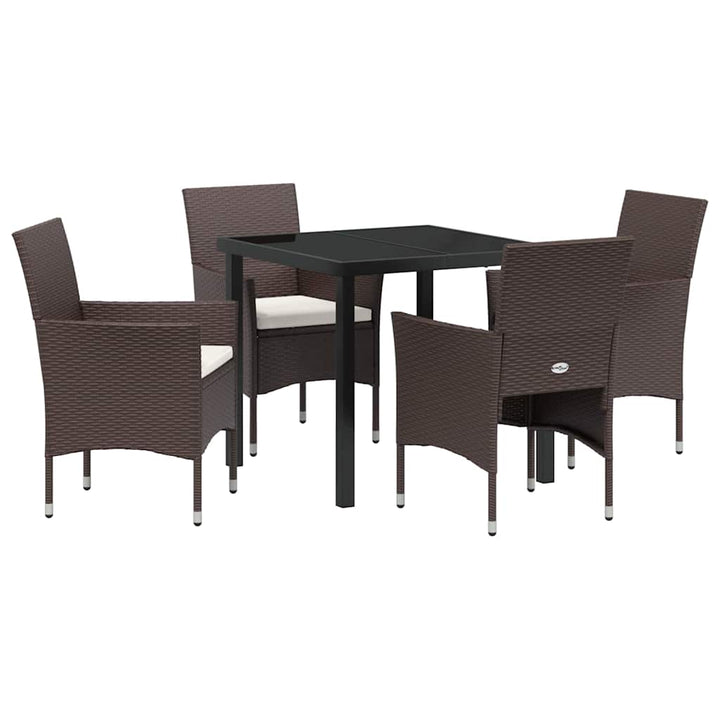 Have Spisebordssæt med pude 5 pcs Brun polyrattan