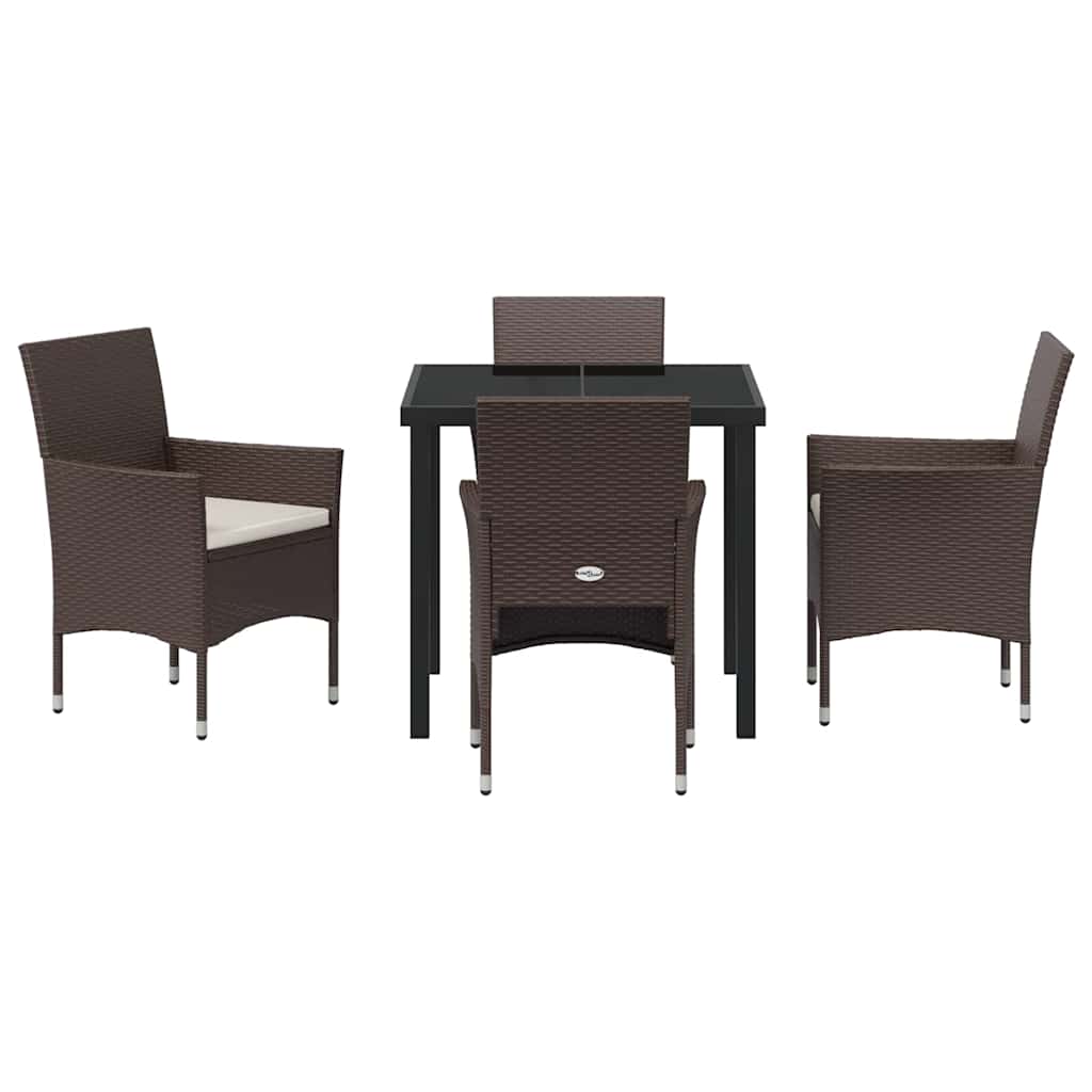 Have Spisebordssæt med pude 5 pcs Brun polyrattan