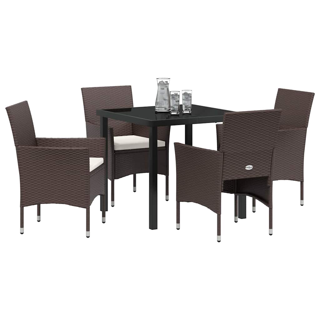 Have Spisebordssæt med pude 5 pcs Brun polyrattan
