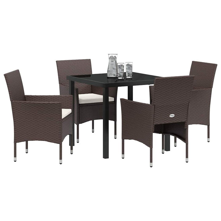 Have Spisebordssæt med pude 5 pcs Brun polyrattan