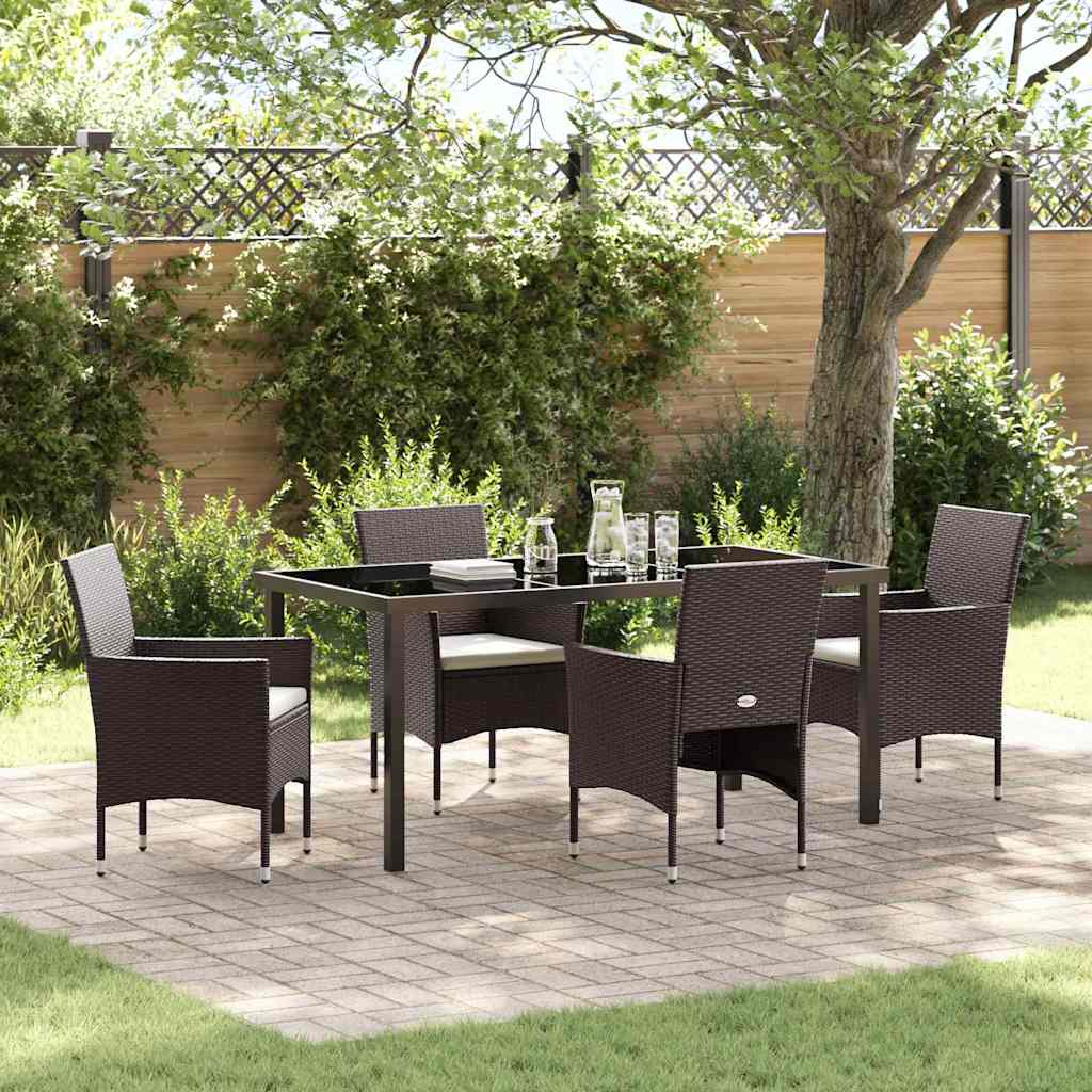 Have Spisebordssæt med pude 5 pcs Brun polyrattan