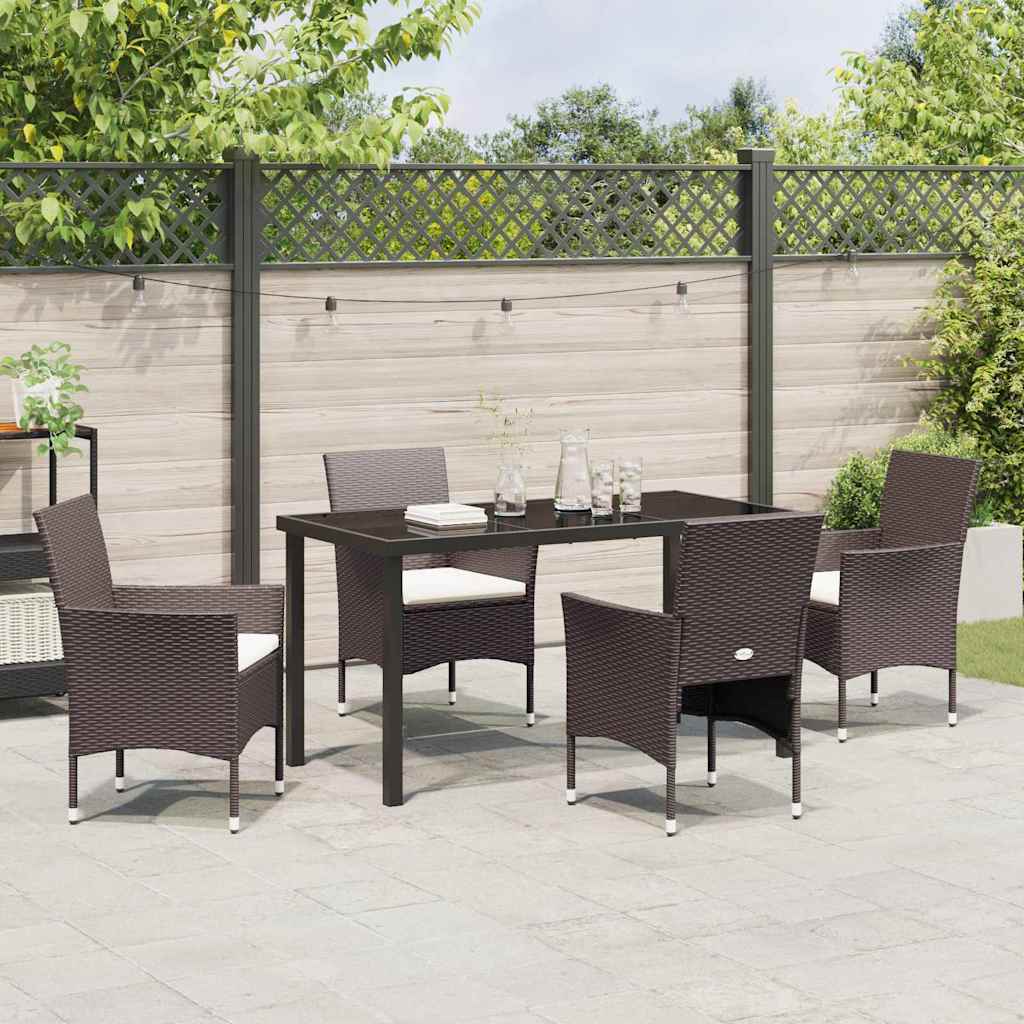 Have Spisebordssæt med pude 5 pcs Brun polyrattan