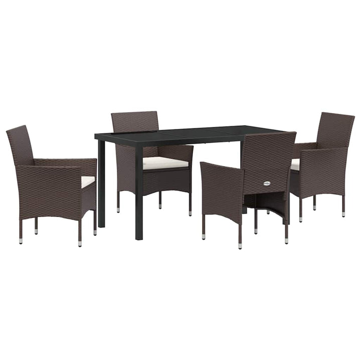 Have Spisebordssæt med pude 5 pcs Brun polyrattan
