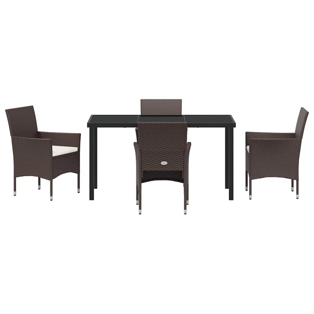 Have Spisebordssæt med pude 5 pcs Brun polyrattan