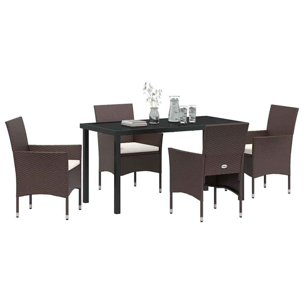 Have Spisebordssæt med pude 5 pcs Brun polyrattan