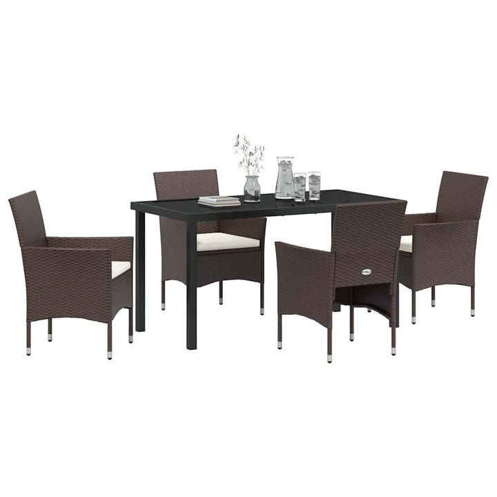 Have Spisebordssæt med pude 5 pcs Brun polyrattan
