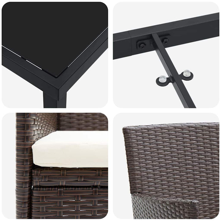 Have Spisebordssæt med pude 5 pcs Brun polyrattan