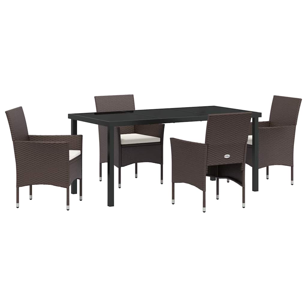 Have Spisebordssæt med pude 5 pcs Brun polyrattan