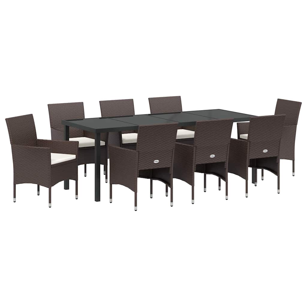 Have Spisebordssæt med pude 9 pcs Brun polyrattan