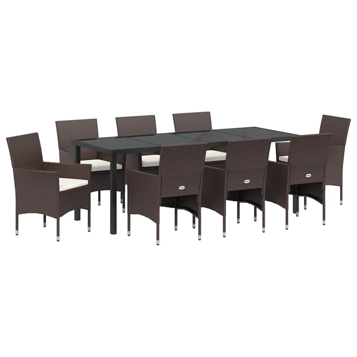 Have Spisebordssæt med pude 9 pcs Brun polyrattan