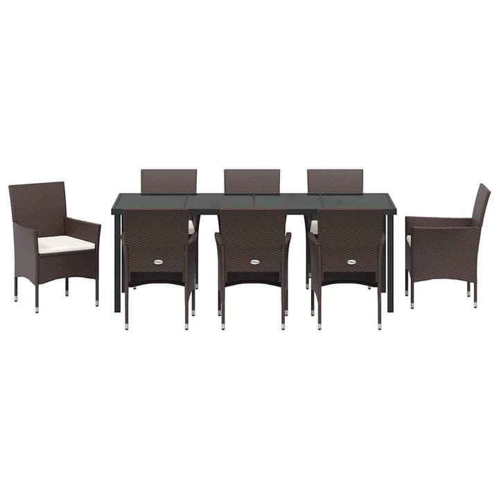 Have Spisebordssæt med pude 9 pcs Brun polyrattan