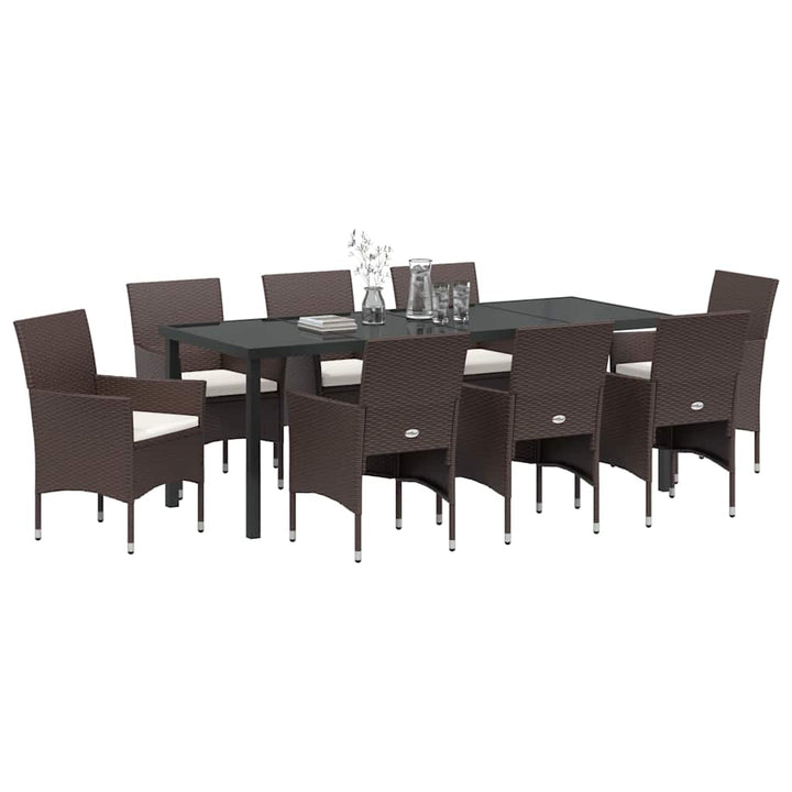 Have Spisebordssæt med pude 9 pcs Brun polyrattan