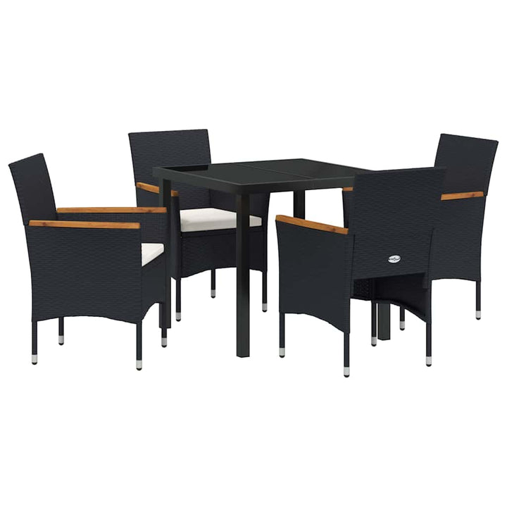 Have Spisebordssæt med pude 5 pcs Sort polyrattan