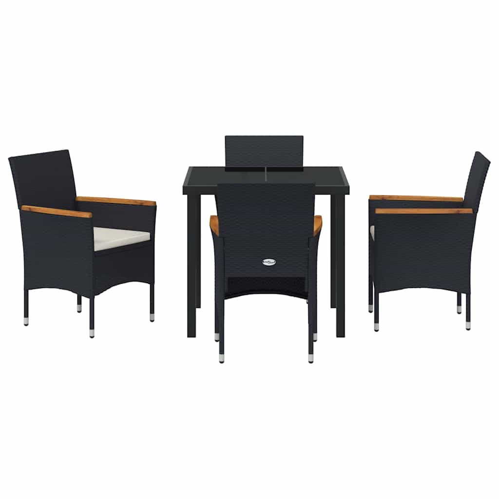 Have Spisebordssæt med pude 5 pcs Sort polyrattan