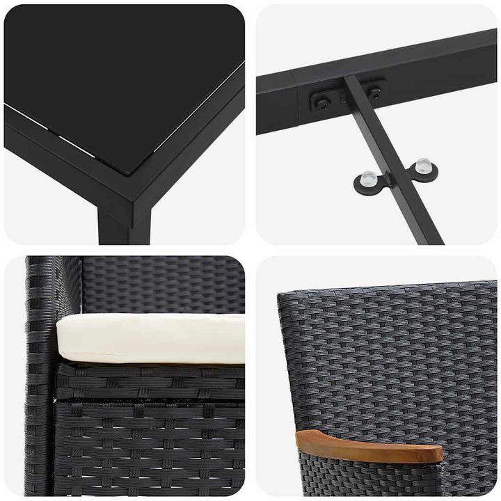 Have Spisebordssæt med pude 5 pcs Sort polyrattan