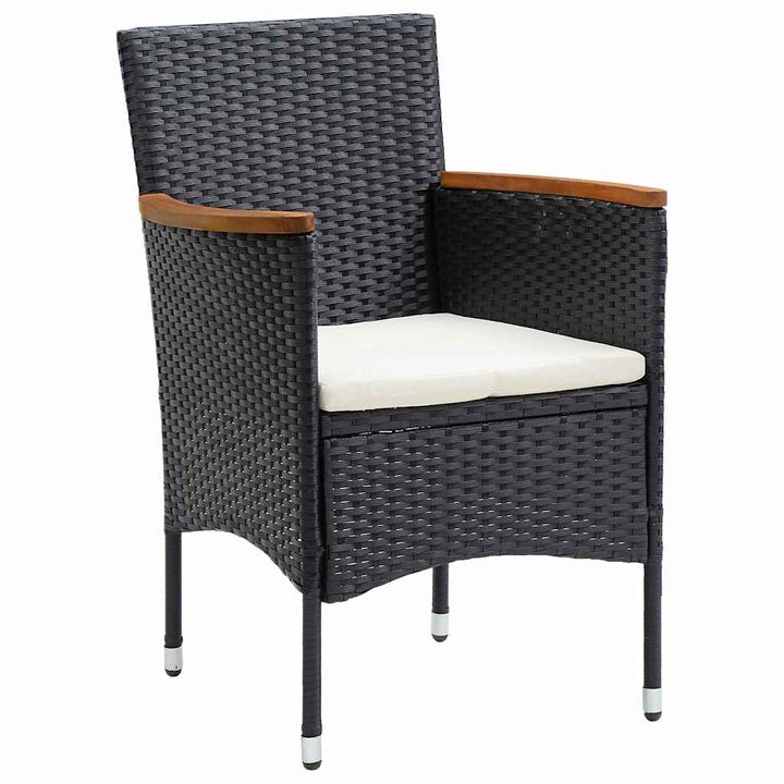 Have Spisebordssæt med pude 5 pcs Sort polyrattan