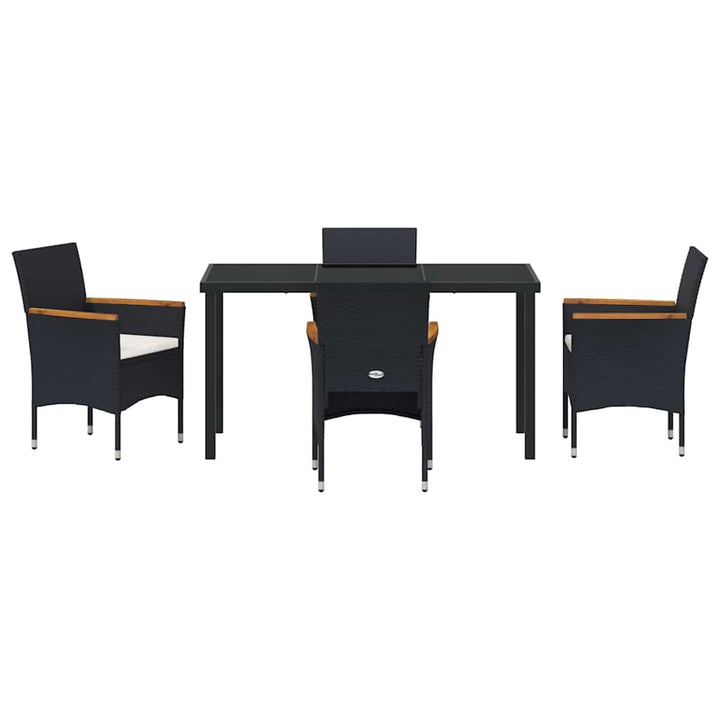 Have Spisebordssæt med pude 5 pcs Sort polyrattan