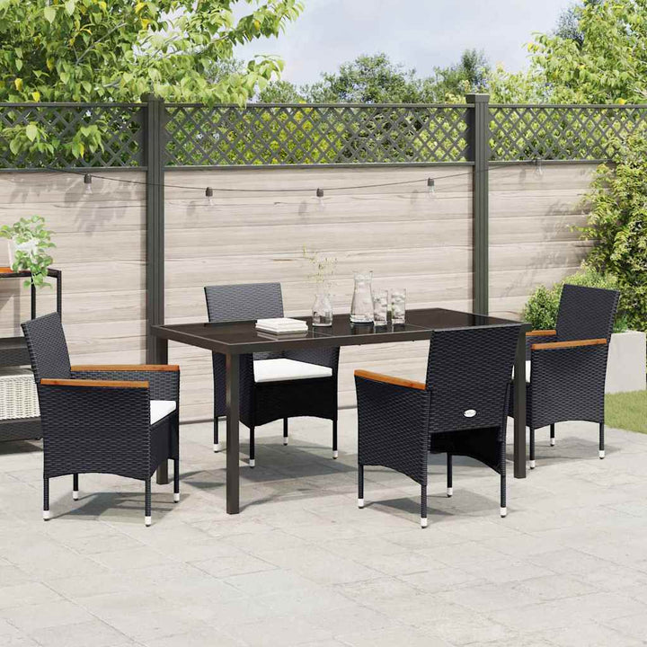 Have Spisebordssæt med pude 5 pcs Sort polyrattan
