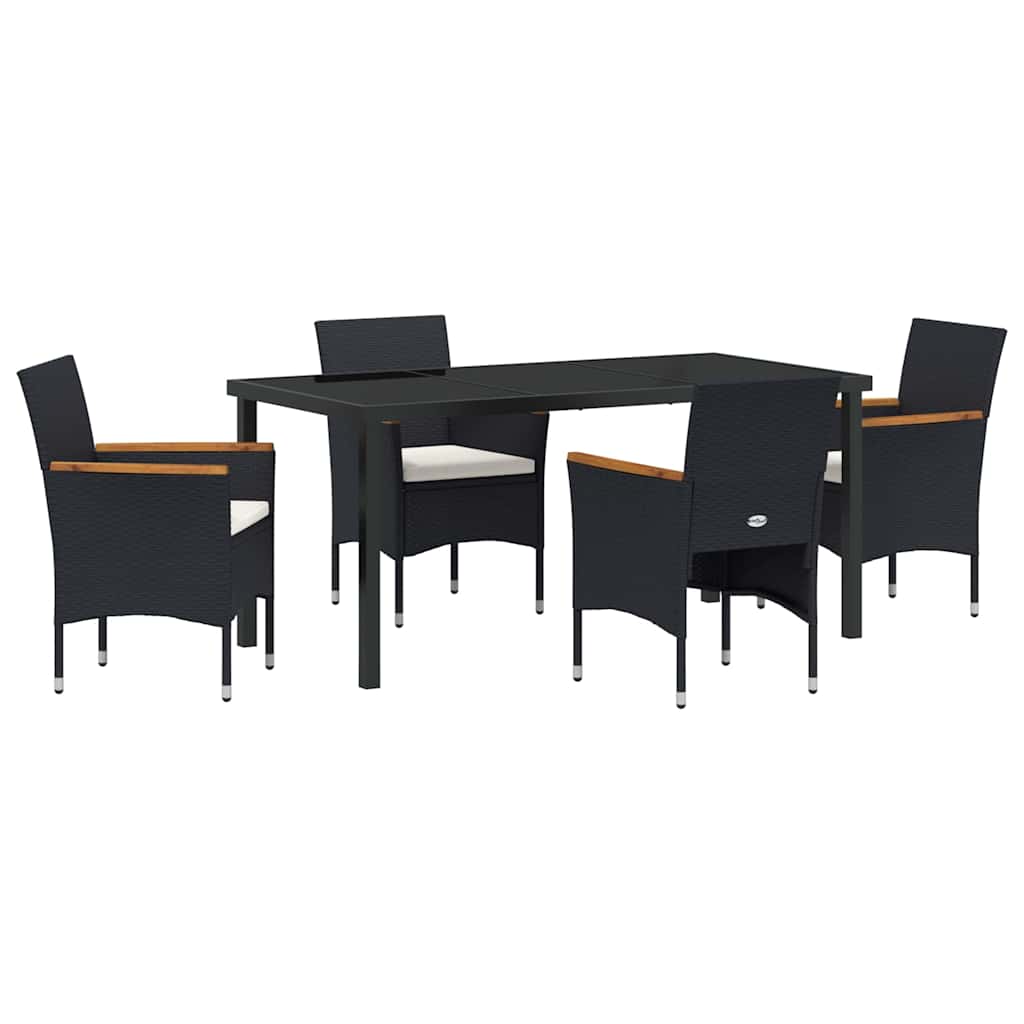 Have Spisebordssæt med pude 5 pcs Sort polyrattan