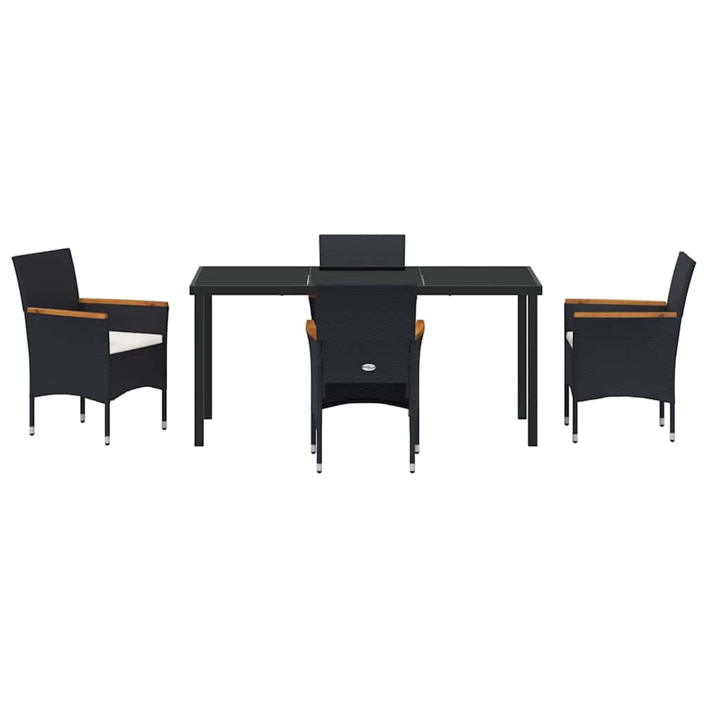 Have Spisebordssæt med pude 5 pcs Sort polyrattan