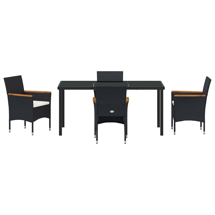 Have Spisebordssæt med pude 5 pcs Sort polyrattan