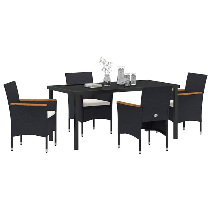Have Spisebordssæt med pude 5 pcs Sort polyrattan