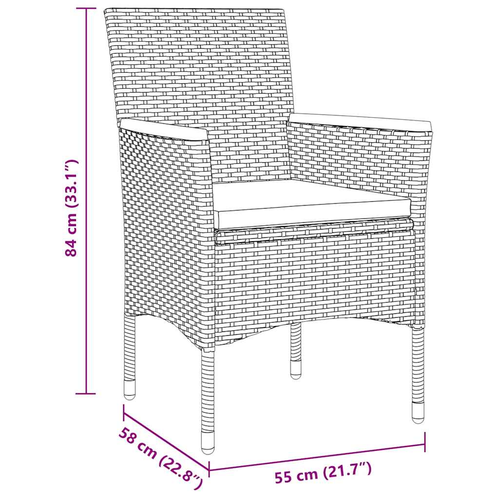 Have Spisebordssæt med pude 5 pcs Sort polyrattan